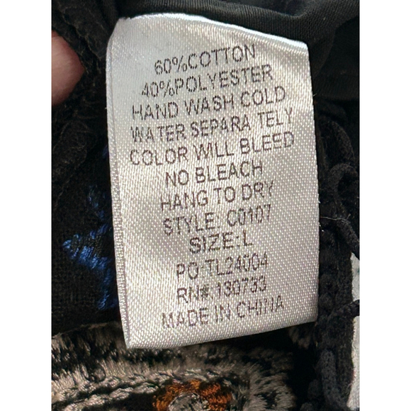 Umgee Black Multicolor Embroidered Mini Skirt Birds Pom Trim Sz L NWT - Picture 9 of 13